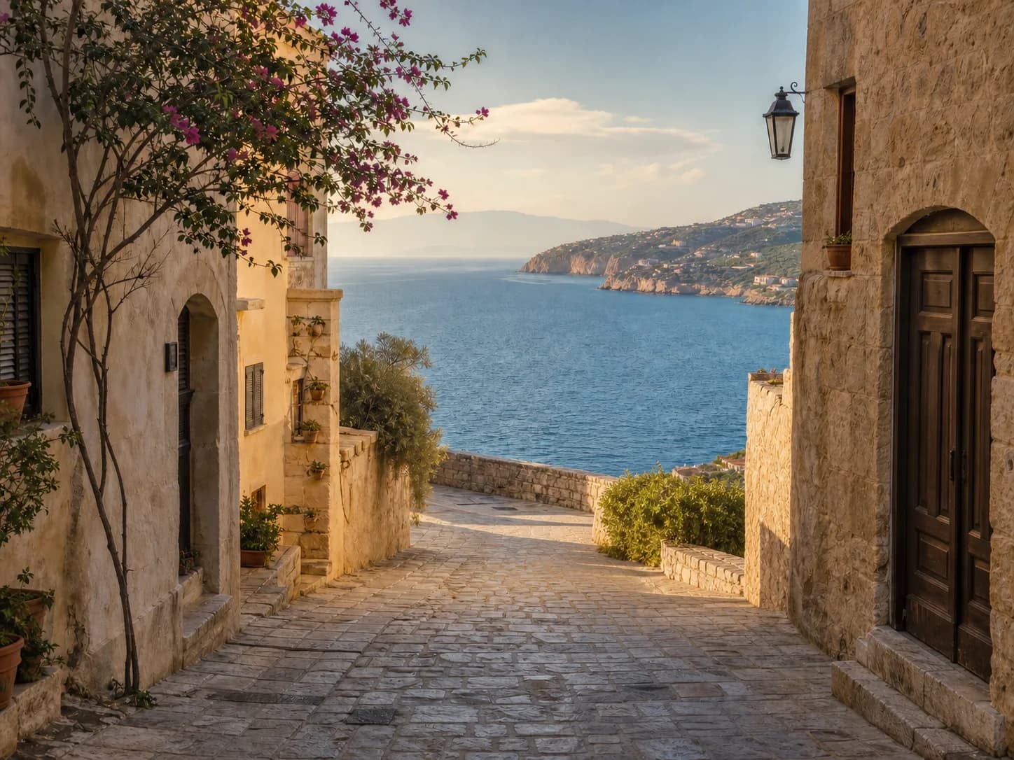 Mediterranean lane after the tourist and sign were removed