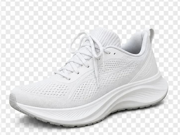 After: White running shoe before and after AI background removal