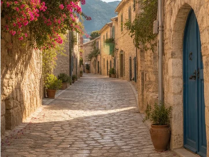 After: Mediterranean lane before and after a tourist was removed